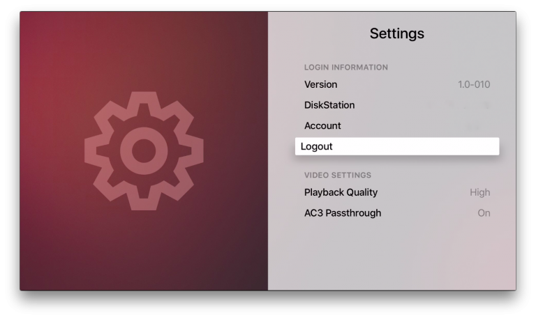 Synology DS Video Apple TV Settings